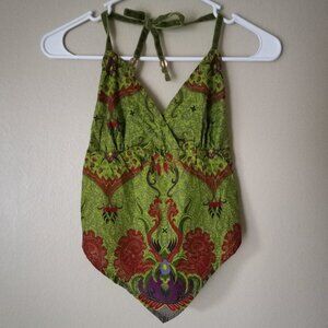 GUESS Green-and-Red Paisley Handkerchief Tank Women's S